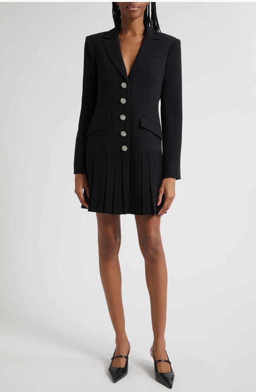 Cinq à Sept Saule Pleated Black Blazer Dress Minidress (NWOT)